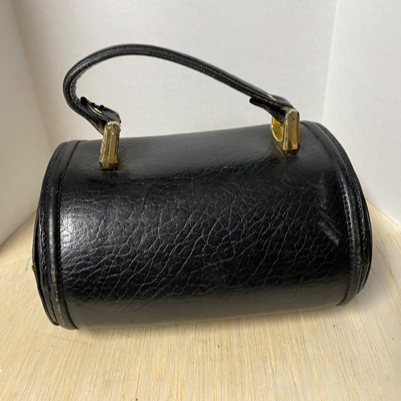 Vintage Collentz Barrel Purse • Black Leather • One Strap • Small - Picture 9 of 13